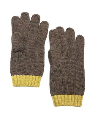 PORTOLANO Leather-trimmed ribbed cashmere fingerless gloves