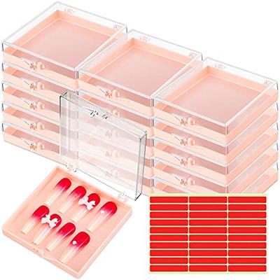 15 Pcs Press on Nail Storage Box with 30 Pcs Adhesive Double Sided Tape  Artificial Nail