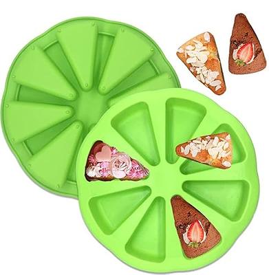 2 Pcs Silicone Cake Scone Pan,Triangle 8 Cavity Pizza Cake Pan,Internal  Diameter 4 inch Cake - Bakeware