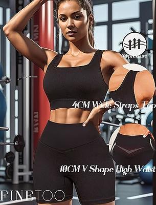 Workout Outfits Sets for Women 4 piece Seamless Backless Tank