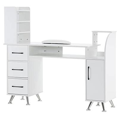 Omysalon Manicure Table Nail Desk w/Electric Dust Collector Black/Whit