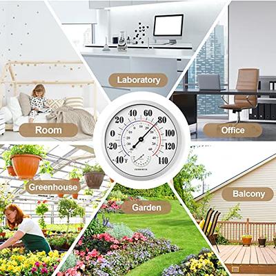 Fill Away Indoor Outdoor Thermometer Large Numbers Wall Thermometer Hygrometer Waterproof Does Not Require Battery 10 inch Wireless Hanging Hygrometer