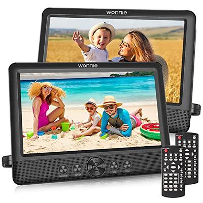 10.5 Dual Portable DVD Player, Arafuna Rechargable Car Screen Play A Same  or Two Different Movies, Headrest for Car with 5-Hour Battery, Support