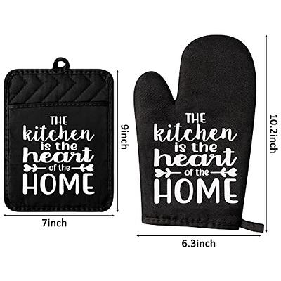 Extra Long Oven Mitts and Pot Holders Sets, Rorecay Heat Resistant Silicone Oven Mittens with Mini Oven Gloves and Hot Pads Potholders for Kitchen