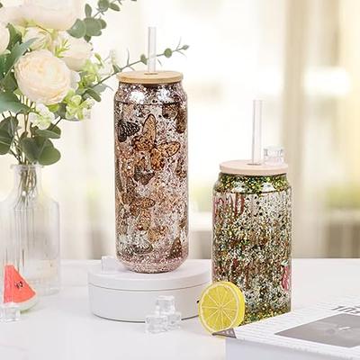 Snow Globe Sublimation Beer Can Glass with Bamboo lid