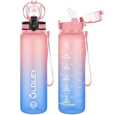 Motivational Water Bottle BPA Free 1L/32oz Jug with Straw and Time Tracker