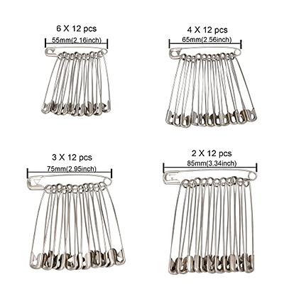 Crafare 180 Pack 2.16-3.34 inch Large Safety Pins Bulk 4 Assorted Sizes of  Rust-Resistant Nickel Plated Steel Sharp Edge for Clothes, Sewing, Arts &  Craft - Yahoo Shopping