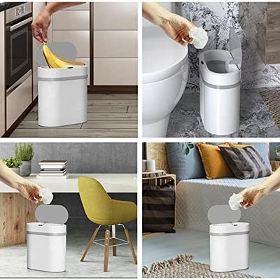 Homary Automatic Touchless Motion Sensor Trash Can White Smart Garbage Can for Bathroom Kitchen