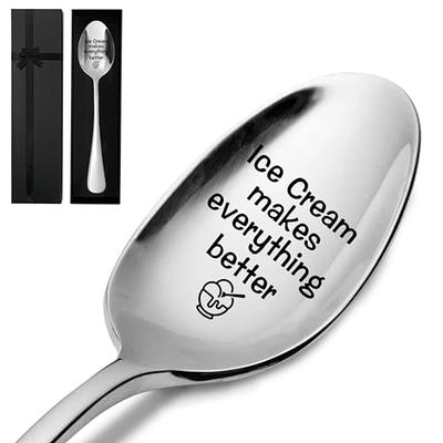 KABOER 1 Pack Ice Cream English Letter Lettering Stainless Steel Coffee  Dessert Scoop Personalized Gift Scoop 