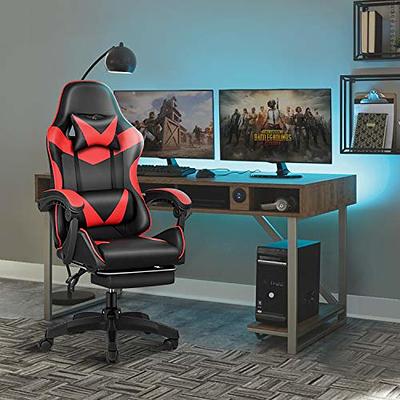 PU Leather Gaming Chair Ergonomic Office Chair with Footrest and Headrest  Lumbar Support, Comfortable Large Size Adjustable Reclining Computer Desk  Chair Swivel Chair with High Back (Red) 