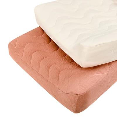 lulumoon Muslin Changing Pad Cover: Baby Cotton Quilted Changing