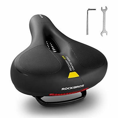 BLUEWIND Oversized Bike Seat, Wide Bicycle Saddle Novel Backrest Design for  Electric Bike, Universal Fit Exercise Bike or Road Stationary Bike Seat  Cushion for Men & Women