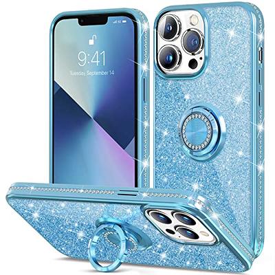 For Apple iPhone 13 Pro Max Case, Glitter Cute Phone Case Girls with  Kickstand,Bling Diamond Rhinestone Bumper Ring Stand Sparkly Luxury Clear  Thin