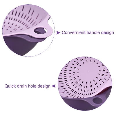 Unique Bargains Colander Set Kitchen Food Strainer Bowl Vegetable Washer  Basket Purple+Purple Large and Small