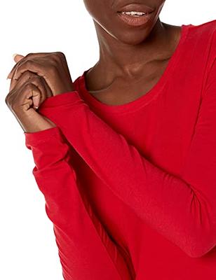 Essentials Women's Classic-Fit Long-Sleeve Crewneck T-Shirt  (Available in Plus Size), Cherry Red, XX-Large - Yahoo Shopping