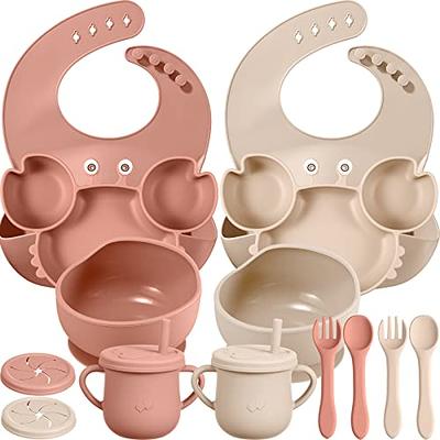 Silicone Baby Feeding Set | Baby Led Weaning Supplies Set Includes Divided  Plate with Suction, Baby Spoon Fork Self Feeding | Baby Toddler Eating