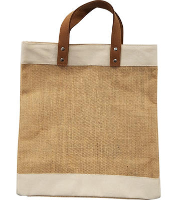 Candace Cameron Bure Market Jute Tote with Leather Handles 