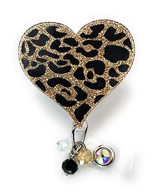 Leopard Heart Badge Reel, Cheetah Print Badge Reel