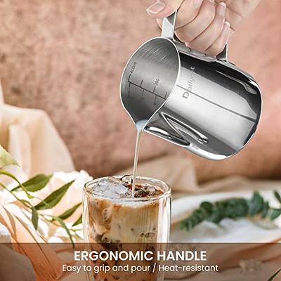 Stainless Steel Milk Frother Cup - Espresso Steaming Pitchers Coffee Foam  Making Pitcher Latte Art Froth Cup Steaming Jug Cappuccino Hot Chocolate 20