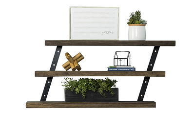 MyGift 15-inch Wall-Mounted (Vertical or Horizontal) 9-Slot Rustic Wood Floating Shelves/Freestanding Shadow Box, Black