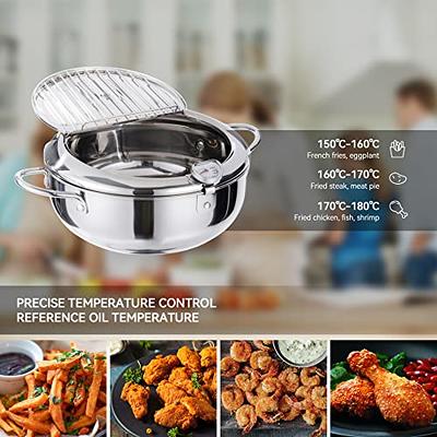 COSTWAY Deep Fryer with Basket, 3.2Qt Stainless Steel Electric Oil Fryer  w/Adjustable Temperature, Timer, Lid with View Window, Professional Style