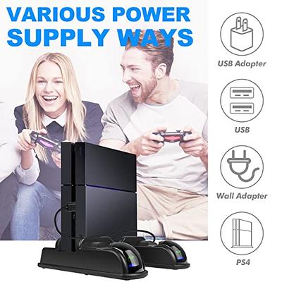 PS4 Cooling Fan with Controller Charger Compatible with Playstation 4/PS4  Slim/PS4 Pro, PS4 Stand Vertical Cooling Station for PS4 Accessories,PS4  Pro