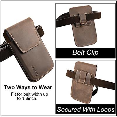 Leather Double Phone Holder Two Phone Holster With Belt Loop 