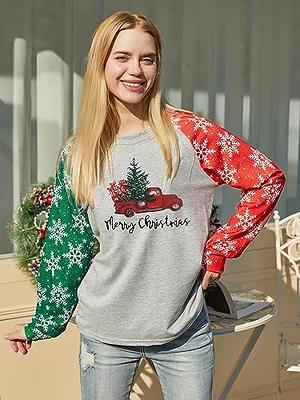 YanHoo Women Christmas Gifts 2023 Cute Christmas Sweatshirts Long Sleeve  Casual Oversized Christmas Hoodies Fall Crewneck Tops Shirts Christmas  Sweatshirt Clearance Sales 