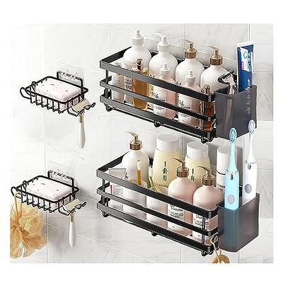 Dyiom Shower Caddy Adhesive Bathroom Shelf Wall Mounted, in Black