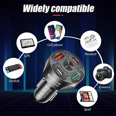 Quick USB Car Charger Adapter QC3.0, 4 Port USB Car Phone Charger  Multi-Function Car Adapter for iPhone, Samsung, GPS, iPad, Tablet, Android  Device