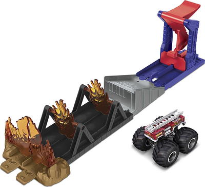  Hot Wheels Monster Trucks T-Rex Volcano Playset with 1:64 Scale  Race Ace Toy Truck & 1 Toy Car, Track Set with Dinosaur Nemesis : Toys &  Games