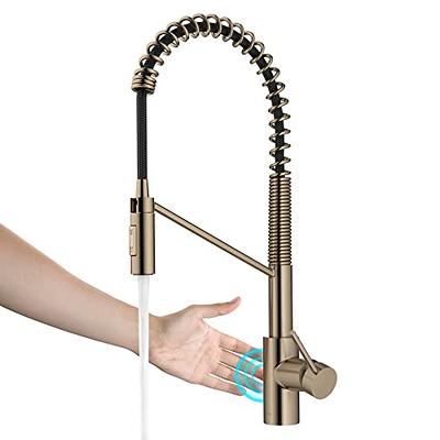 Kraus Oletto Single Handle Pull-Down Kitchen Faucet in Spot Free Antique Champagne  Bronze 