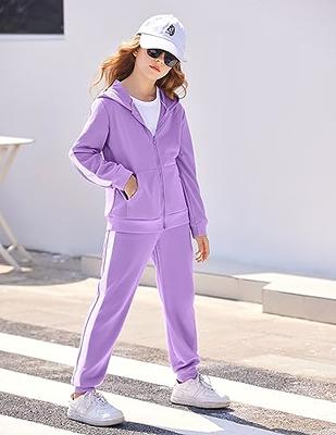 Arshiner Girls 2 Piece Outfits Velour Tracksuit Cute Clothes Sweatsuit  Ruffle Pullover Sweatshirt Sweatpants Clothing Sets