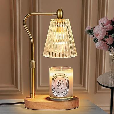 Candle Warmer Lamp,Crystal Flower Candle Wax Warmer with Dimmer, Heat Adjustable, 2/4/8h Timer, Light Candle Warmer with 2 Bulbs Compatible with Jar