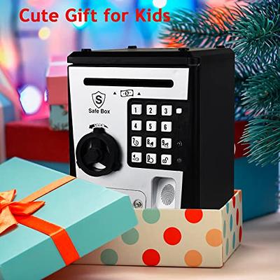 Lyght Kids Safe Box with Fingerprint Code, Talking Piggy Bank, ATM Savings Bank for Real Money, Great Toy Gift for Children(Pink/Pink)