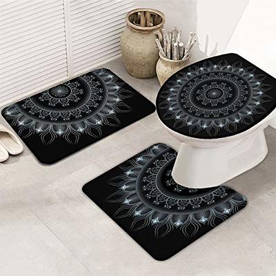 Bath Rugs Mats Set of 3, Mandala Black Non Slip Bathroom Rug+U-Shaped  Contour Toilet Mat+Toilet Lid Cover, Bohemian Flower, Absorbent&Washable 3  Pcs Mats Set for Bathroom/Home - Yahoo Shopping