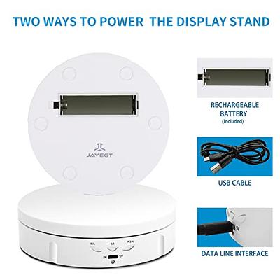 2pcs Electric Display Rotating Stand Battery Operated Turntable Display  White 