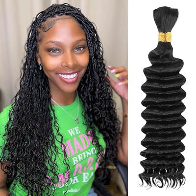 Deep Wave Bulk Human Hair for Braiding Curly Human Hair for Boho Braids No  Weft Hair Extensions Human Hair 2Bundles 100g Black Bulk for Micro