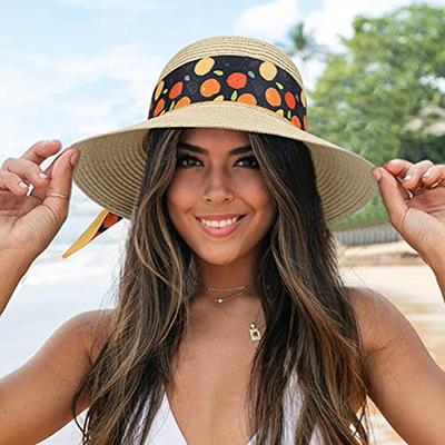 Women's Summer Beach Sun Hat Wide Large Brim Floppy Straw Cap with Big Bow  Cool