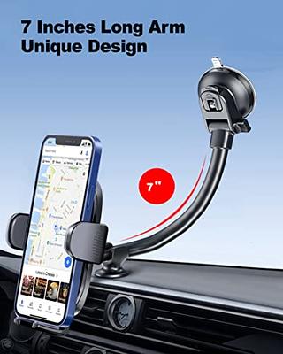 Car Phone Holder Mount, Adjustable Car Mount Phone Holder Dashboard  Windshield Desk Stand with Suction Cup Base & 7-inch Gooseneck Long Arm  Compatible with All Smart Phones and Vehicles - Black 