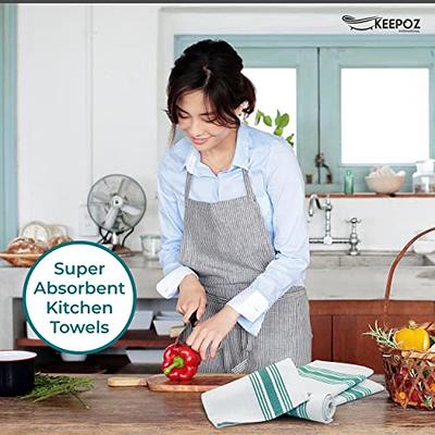 KEEPOZ Kitchen Towels, 15 x 25 Inches, 100% Ring Spun Cotton Super