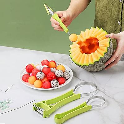4 in 1 Melon Cutter Scoop Fruit Carving Knife Fruit Cutter Platter Fruit  Dig Pulp Separator Kitchen Gadgets Fruit Tools