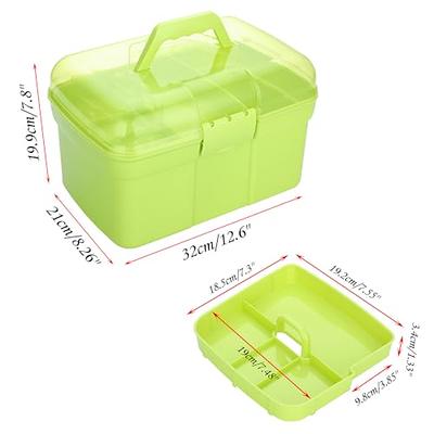 BTSKY 12 Inch Plastic Storage Box with Removable Handled Tray Multipurpose  Stationery Storage Box with Handle Portable Large Capacity Sewing Box Art  Craft Supply Organizer Home Utility Box, Green - Yahoo Shopping