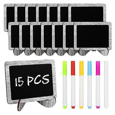 Temlum 15 Pcs Mini Chalkboard Sign with 6 Color Chalk Markers, 2.9″ x 3.9″  Wooden Blackboard Reusable Small Chalkboards for Food, Buffet, Parties,  Message Boards, Table Numbers (Rustic White) - Yahoo Shopping