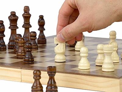 LEAP Wooden Chess Set 17 Inches - 2 Extra Queens - Folding Board, Handmade  Portable Travel Chess Board Game Sets with Game Pieces Storage Slots - All