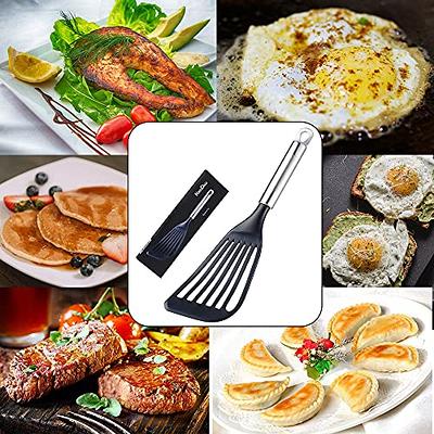 KSENDALO Fish Spatula for Nonstick Cookware Slotted Wide Nylon Blade Thin  Spatula Turner Lightweight Egg Spatula Flipper, Black(12.6inch) - Yahoo  Shopping