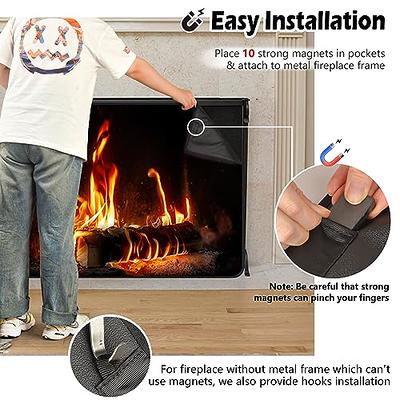 Magnetic Fireplace Blanket, Indoor Fireplace Cover, Fireplace Blocker  Blanket Energy Saving Fireplace Draft Stopper with Built-in Magnet for Iron