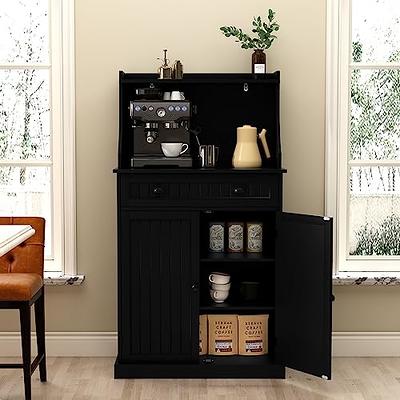 Artpower 54 Kitchen Microwave Cabinet Stand With Storage And Drawers Pantry Hutch Adjule Shelves For Dining Room Living Hallway In Black Yahoo Ping