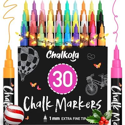 Chalkola Extra Fine Tip White Chalk Markers (4 Pack 1mm Point) Chalk Pens - White Dry Erase Marker Pen for Blackboard Chalkboards Windows Glass Bistro