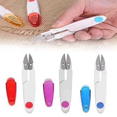 Plastic Handle & Safety Cover Sewing Scissors Clothes Thread
